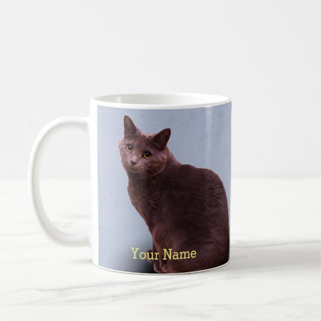 Russische blaue Miezekatze-Katze Kaffeetasse (Links)