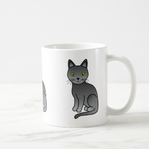 Russische Blauen Katzen Cartoon Illustration Kaffeetasse