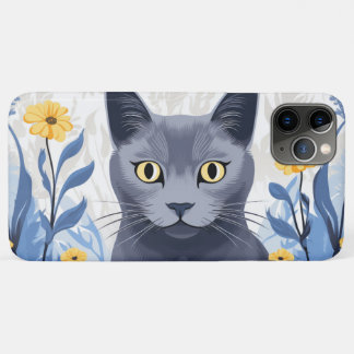 Russische Blaukatzengelbe Blumen Case-Mate iPhone Hülle