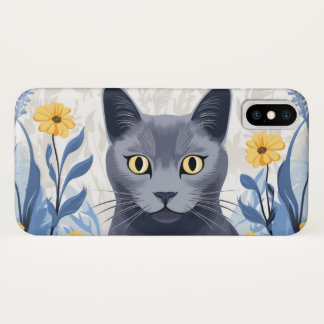 Russische Blaukatzengelbe Blumen Case-Mate iPhone Hülle