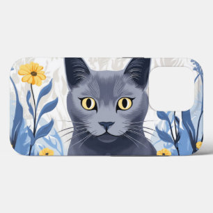 Russische Blaukatzengelbe Blumen Case-Mate iPhone Hülle