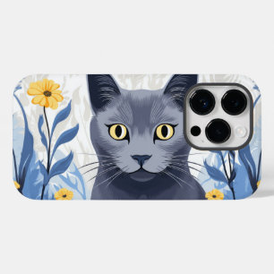 Russische Blaukatzengelbe Blumen Case-Mate iPhone 14 Pro Hülle