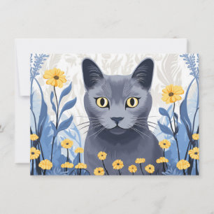 Russische Blaukatzengelbe Blumen Dankeskarte