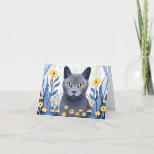 Russische Blaukatzengelbe Blumen Dankeskarte