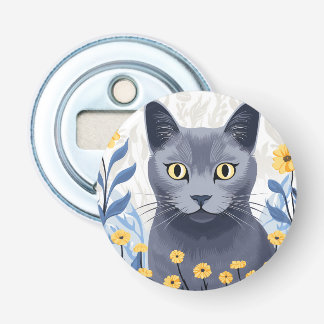 Russische Blaukatzengelbe Blumen Flaschenöffner