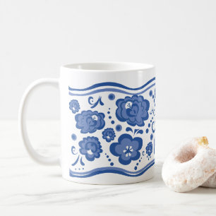 Russische BlumenGzhel Art Kaffeetasse