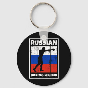 Russische Boxlegende mit Flagge für Russland Boxer Schlüsselanhänger