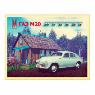 Russische Firma GAZ M-20 Auto und Dacha Fotoskulptur Magnet