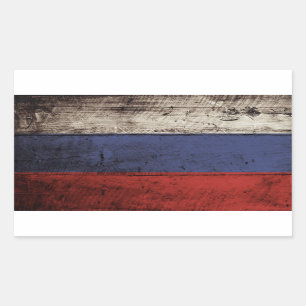 Russische Flagge auf altem Holzkorn Rechteckiger Aufkleber