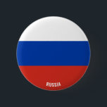 Russische Flagge Charming Patriotic Button<br><div class="desc">Russland Flagge Charming Patriotic Button mit der Russland-Fahne gedruckt über den Knopf. Der Name des Landes ist in das Design am unteren Rand des Bildes eingebunden. Der Text kann mit der Funktion "Anpassen!" vollständig angepasst werden. Dieser schöne Russland Button ist das stilvolle Geschenk für jeden Anlass. © 2022 CountriesOfTheWorld</div>