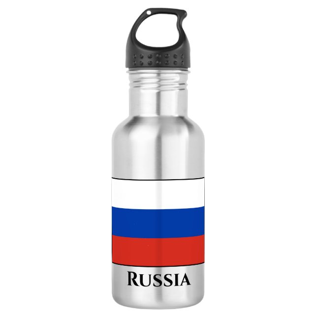 Russische Flagge Edelstahlflasche (Vorderseite)