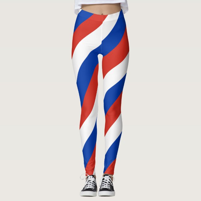 Russische Flagge Farben diagonal gestreift Leggings (Vorderseite)