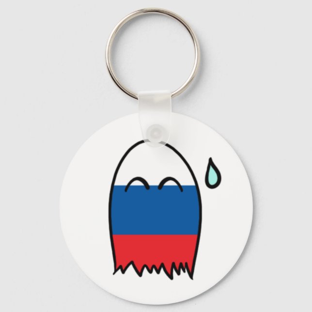 Russische Flagge Ghostie Schlüsselanhänger (Vorderseite)