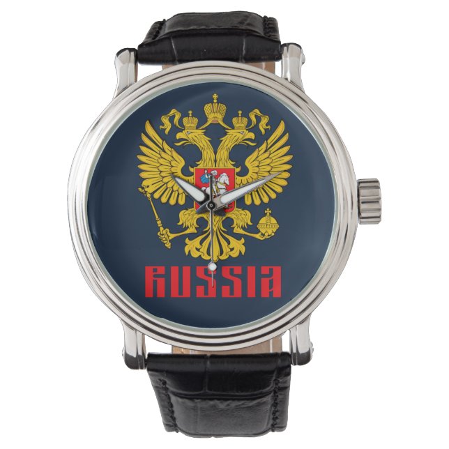 Russische Flagge Kaiseradler Russisch-Orthodox Armbanduhr (Vorderseite)