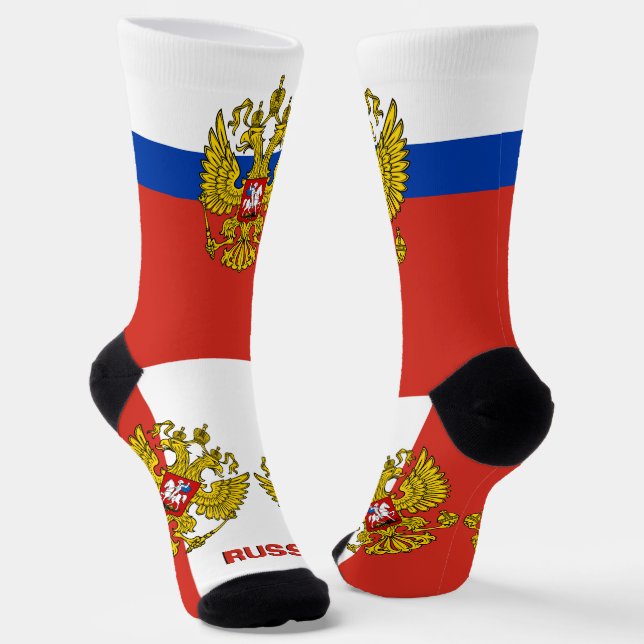Russische Flagge Patriotisch, Nachhaltiges Russlan Socken (Gewinkelt)