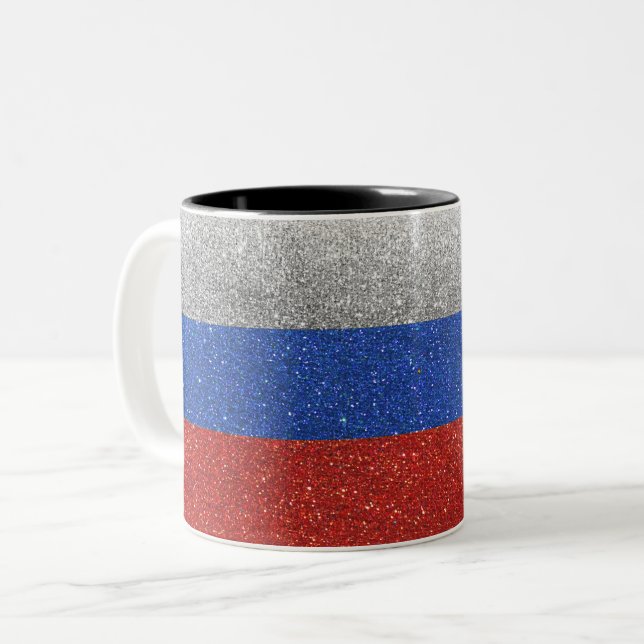 Russische Flagge Russland Glitzer Zuhause Office K Zweifarbige Tasse (Vorderseite Links)