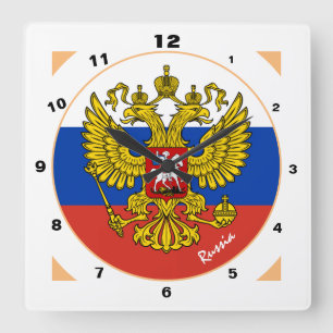 Russische Flagge & Russland Mode / Design Quadratische Wanduhr
