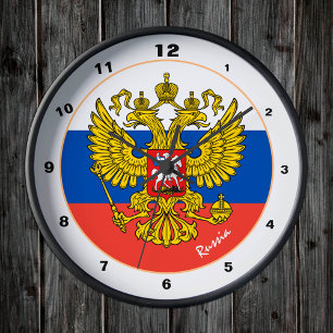 Russische Flagge & Russland Mode / Design Runde Wanduhr
