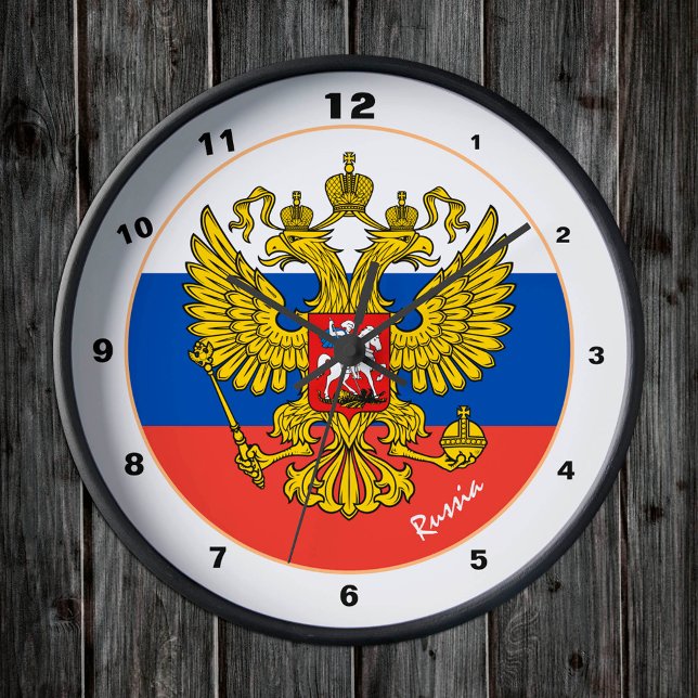 Russische Flagge & Russland Mode / Design Runde Wanduhr (Von Creator hochgeladen)