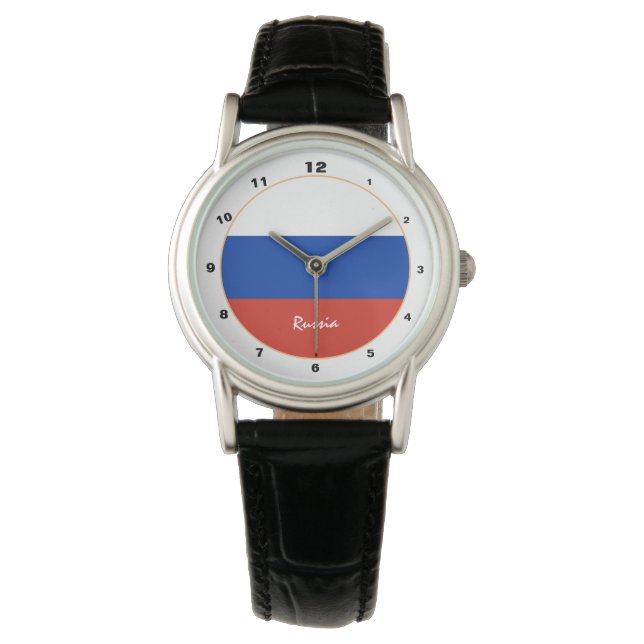 Russische Flagge & Russland trendige Mode /Design- Armbanduhr (Vorderseite)