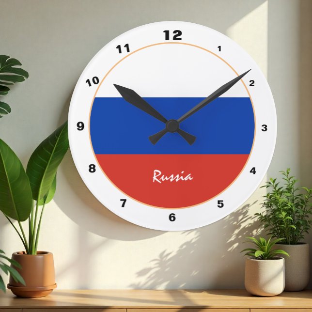 Russische Flagge, Russland trendige Zuhause/Design Runde Wanduhr (Von Creator hochgeladen)
