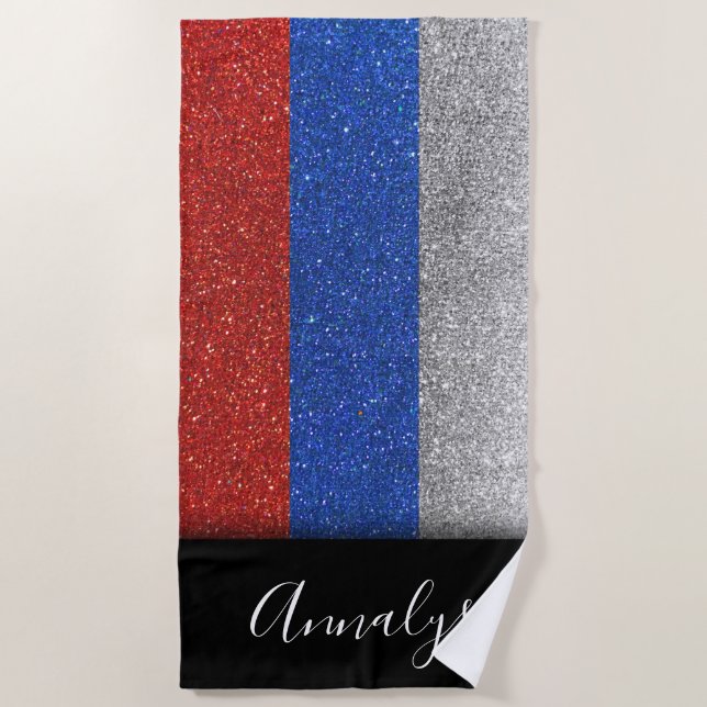Russische Flagge Russlands Moskauer Glitzer Sommer Strandtuch (Vorderseite)
