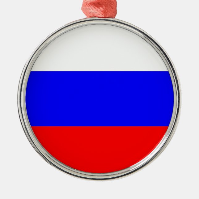 Russische Flagge Silbernes Ornament (Vorne)