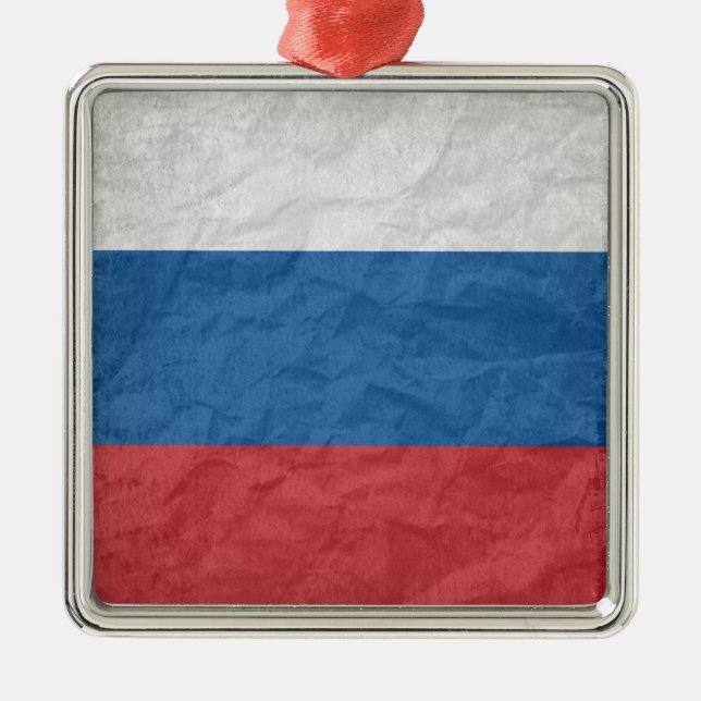 Russische Flagge Silbernes Ornament (Vorne)