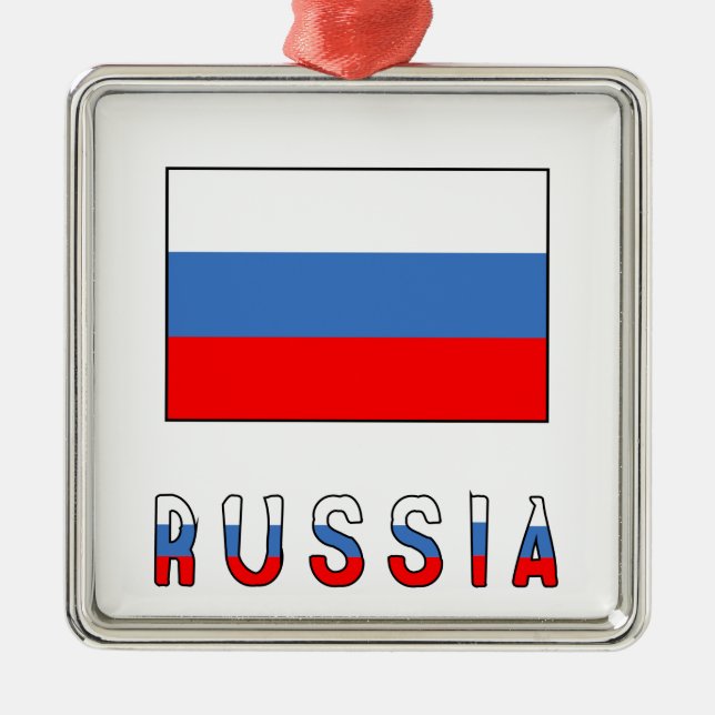 Russische Flagge Silbernes Ornament (Vorne)