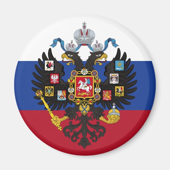 Russische Flagge und Wappen Magnet (Vorne)