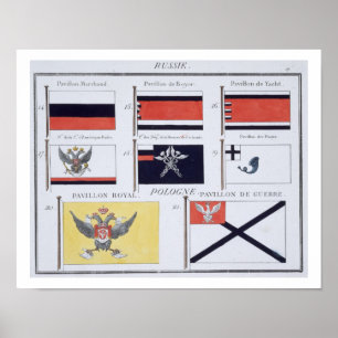 Russische Flaggen, aus einem französischen Flaggen Poster