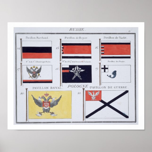 Russische Flaggen, aus einem französischen Flaggen Poster (Vorne)