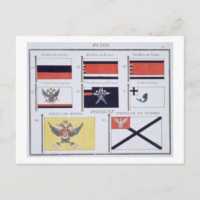 Russische Flaggen, aus einem französischen Flaggen Postkarte (Vorderseite)