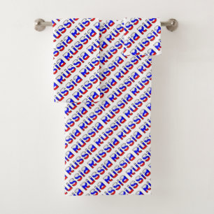 Russische Flaggenfarben Typografie-Muster Badhandtuch Set