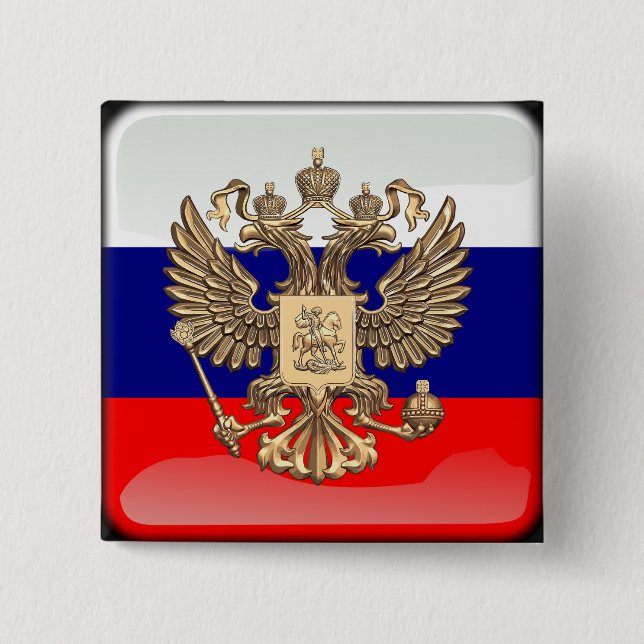 Russische glatte Flagge Button (Vorderseite)
