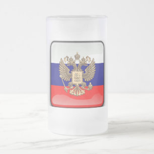 Russische glatte Flagge Mattglas Bierglas