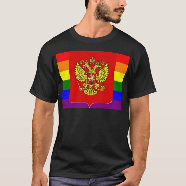 Russische GLBT Stolz-Flagge T-Shirt (Vorderseite)