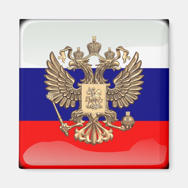 Russische Hochglanzflagge Magnet (Vorne)