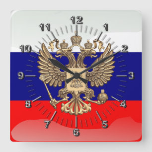 Russische Hochglanzflagge Quadratische Wanduhr
