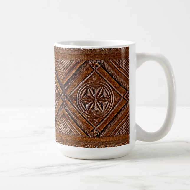 Russische Holzbox mit Schnitzerei Kaffeetasse (Rechts)