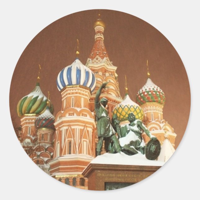Russische Kathedrale Runder Aufkleber (Vorderseite)
