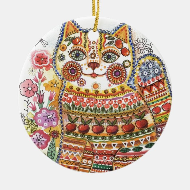 Russische Katze Keramik Ornament (Vorne)