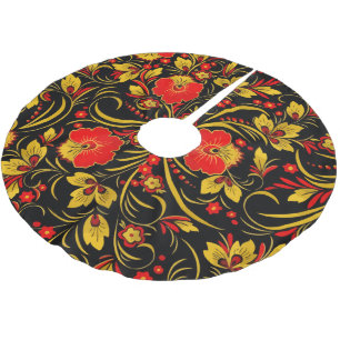russische Khokhloma Polyester Weihnachtsbaumdecke