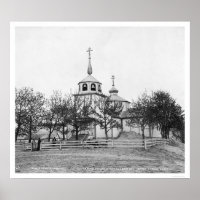 Russische Kirche bedeckt von Vulkanasche 1912