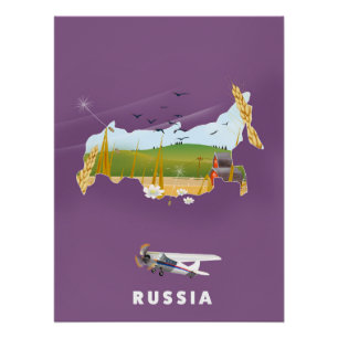 Russische Landkarte Reiseposter Poster