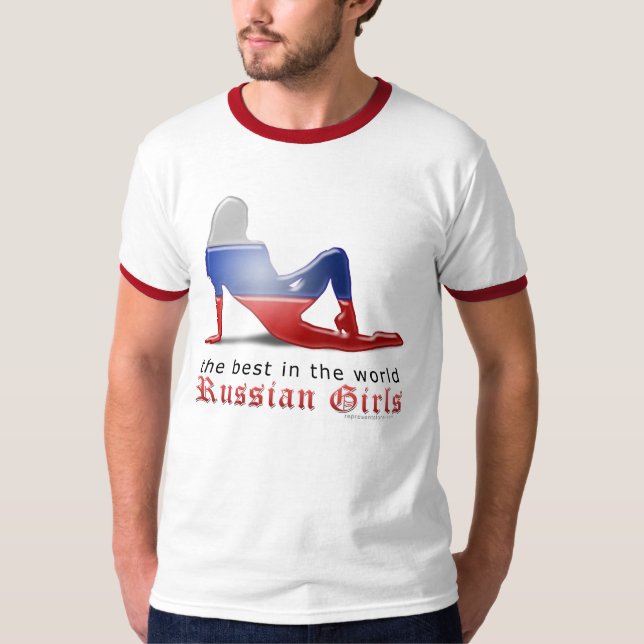 Russische Mädchen-Silhouette-Flagge T-Shirt (Vorderseite)