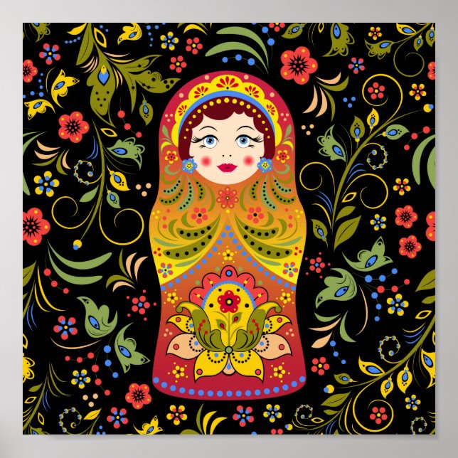 Russische Matrioshka-Ornament Poster (Vorne)