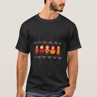 Russische Matrjoschka-Babuschka-Blumen-Nistpuppen T-Shirt
