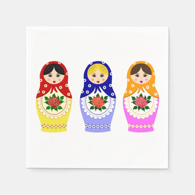 Russische Matryoshka-Nistpuppen Serviette (Vorderseite)
