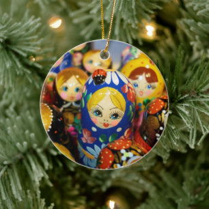 Russische Nesting Dolls Keramik Ornament